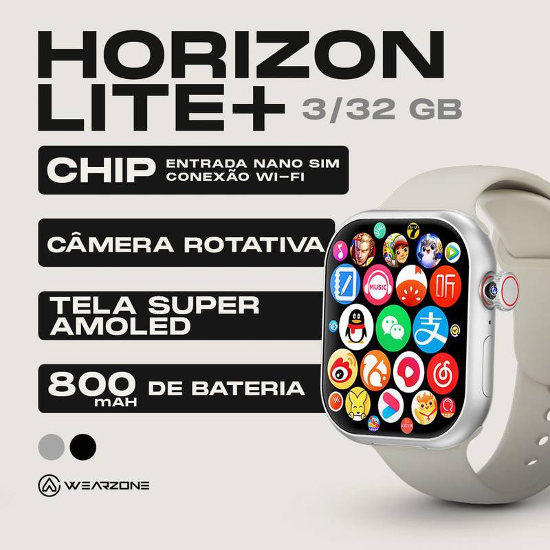 Wearzone Horizon Lite + 4G Câmera Rotativa 3 Gb + 32 Gb Armazenamento